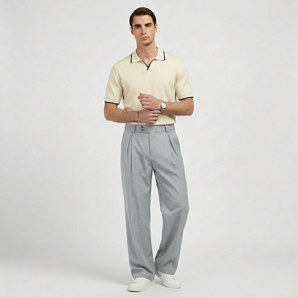 Rivaclo | Pantalon ample à double pli pour homme