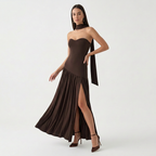 Rivaclo | Femme Robe Maxi Drapée Sans Bretelles – Silhouette Sculptée