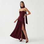 Rivaclo | Femme Robe Maxi Drapée Sans Bretelles – Silhouette Sculptée