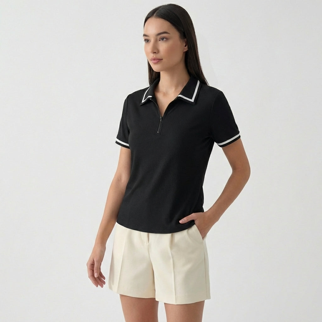 Rivaclo | Femme Polo à Manches Courtes à Col | Coupe Classique