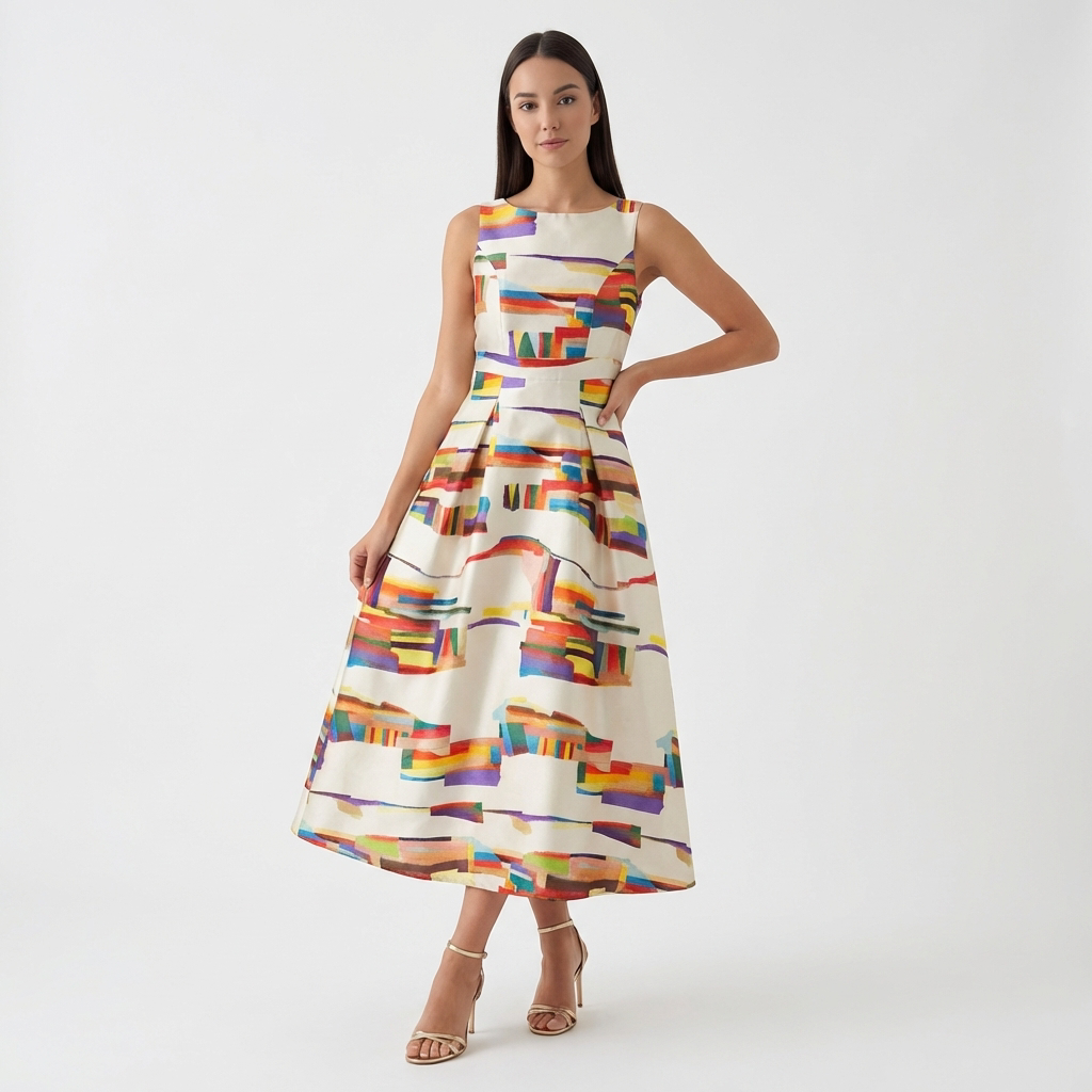 Rivaclo | Women's Sleeveless Maxi Dress – Abstract Printed Design