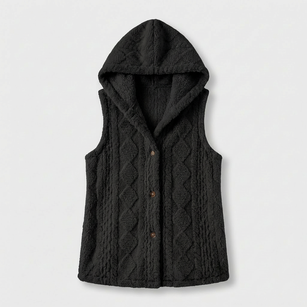 Rivaclo | Femme Gilet Cardigan en Maille Torsadée Sans Manches | Devant Ouvert