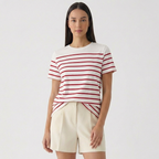 Rivaclo | Femme T-Shirt Rayé à Manches Courtes à Col Rond | Style Décontracté