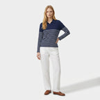 Rivaclo | Femme Polo à Panneaux Rayés à Manches Longues | À Col