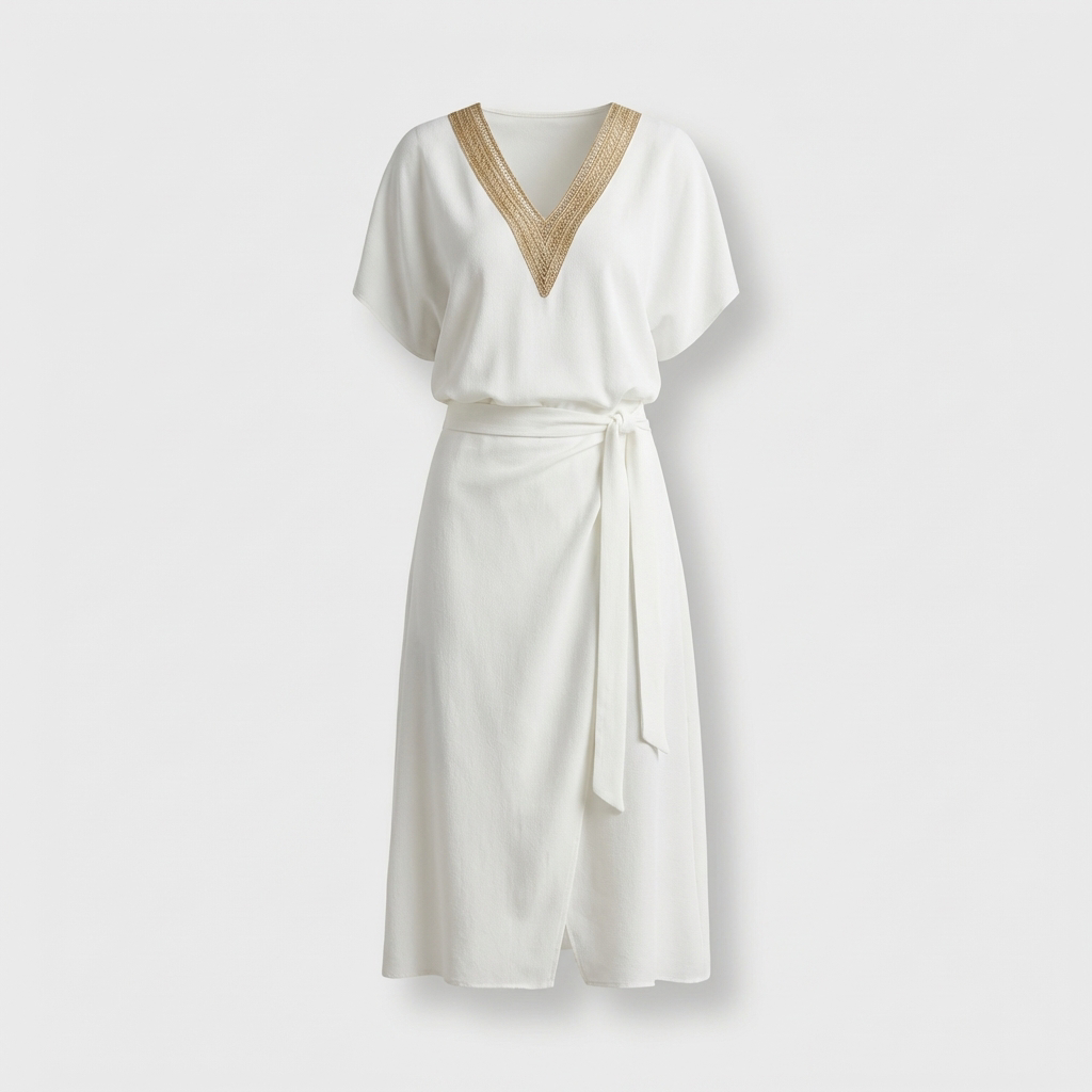 Rivaclo | Women's Midi Wrap Dress – Deep V-Neck