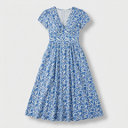 Rivaclo | Women's Short Sleeve V-Neck Dress with Pockets – Midi Shape