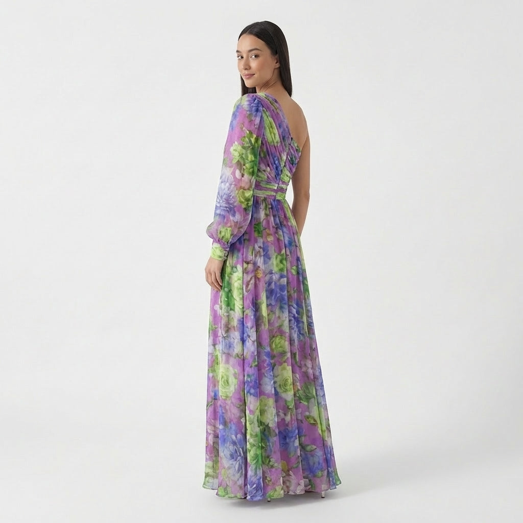 Rivaclo | Women's Fluid One-Shoulder Maxi Dress – Evening Silhouette