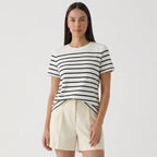 Rivaclo | Femme T-Shirt Rayé à Manches Courtes à Col Rond | Style Décontracté