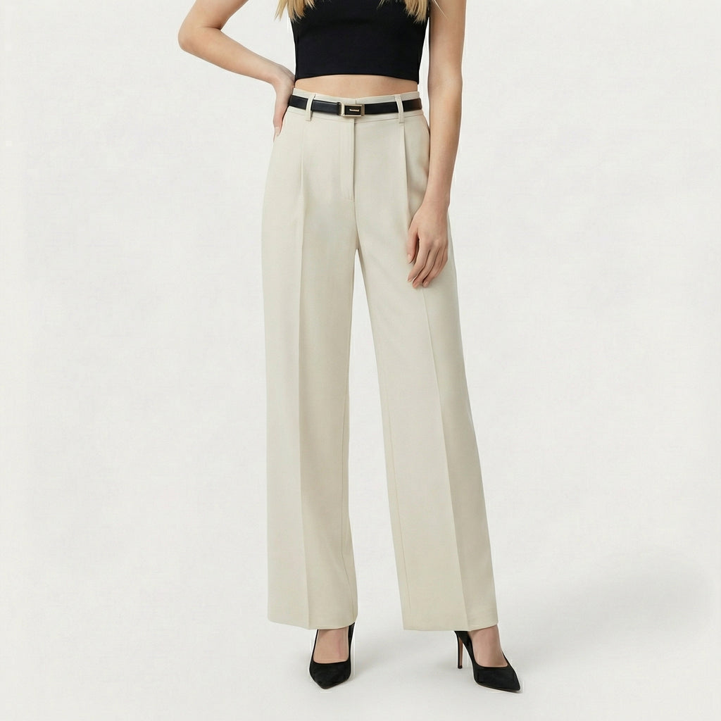 Rivaclo | Femme Pantalon Large Taille Haute | Coupe Ample