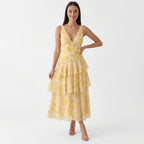 Rivaclo | Femme Robe Maxi Florale à Décolleté V Profond – Silhouette Sans Manches
