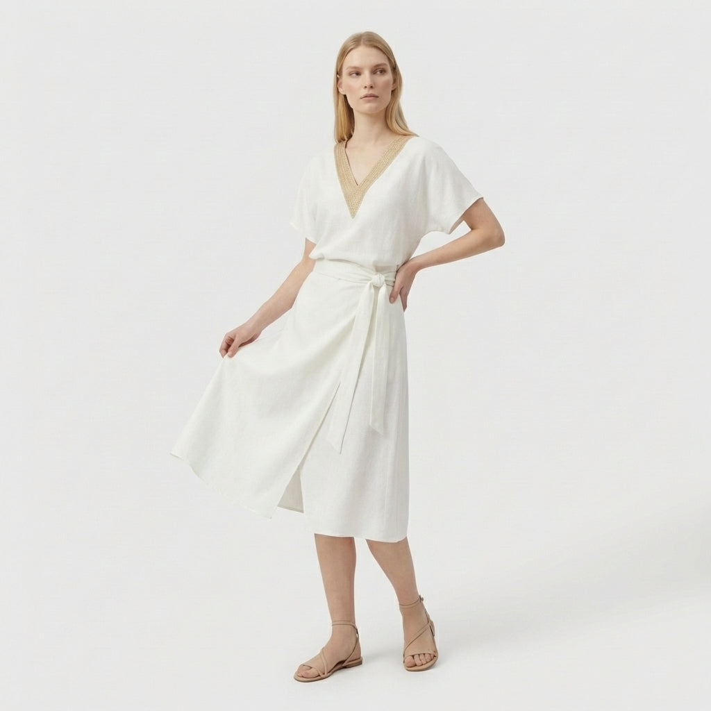 Rivaclo | Women's Midi Wrap Dress – Deep V-Neck