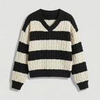 Rivaclo | Femme Pull en Maille à Col V à Manches Longues | Style Décontracté