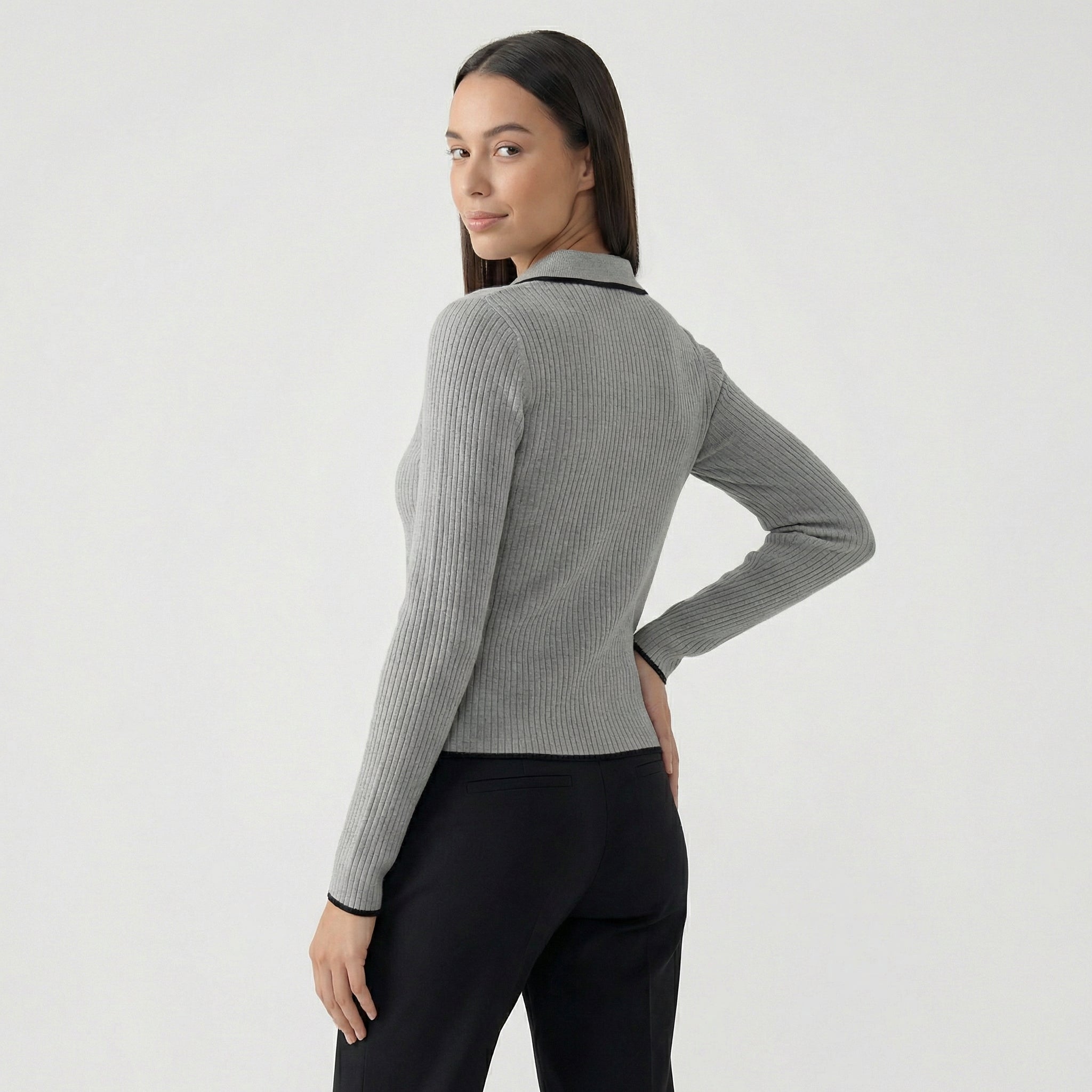 Rivaclo | Femme Pull à Col V à Manches Longues | Style Décontracté