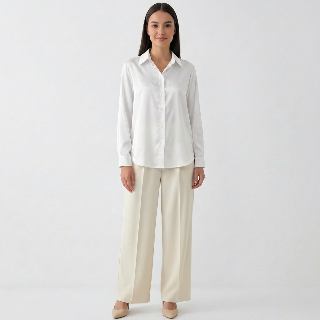 Rivaclo | Femme Chemise à Manches Longues à Col | Coupe Classique