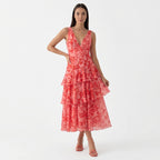 Rivaclo | Femme Robe Maxi Florale à Décolleté V Profond – Silhouette Sans Manches