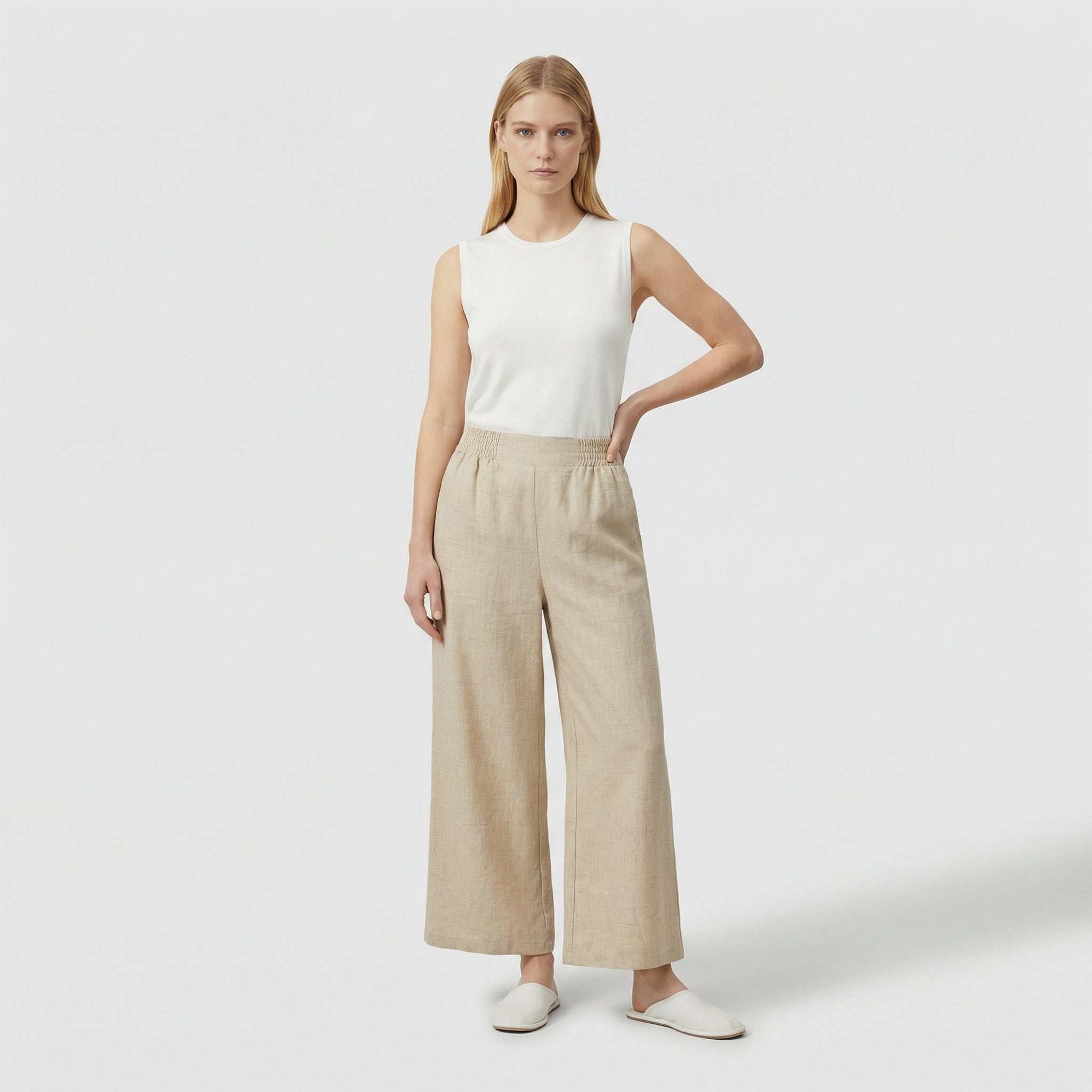 Rivaclo | Femme Pantalon Ample Taille Haute | Style Minimaliste
