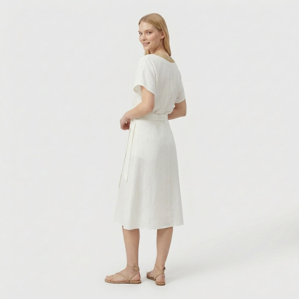 Rivaclo | Women's Midi Wrap Dress – Deep V-Neck