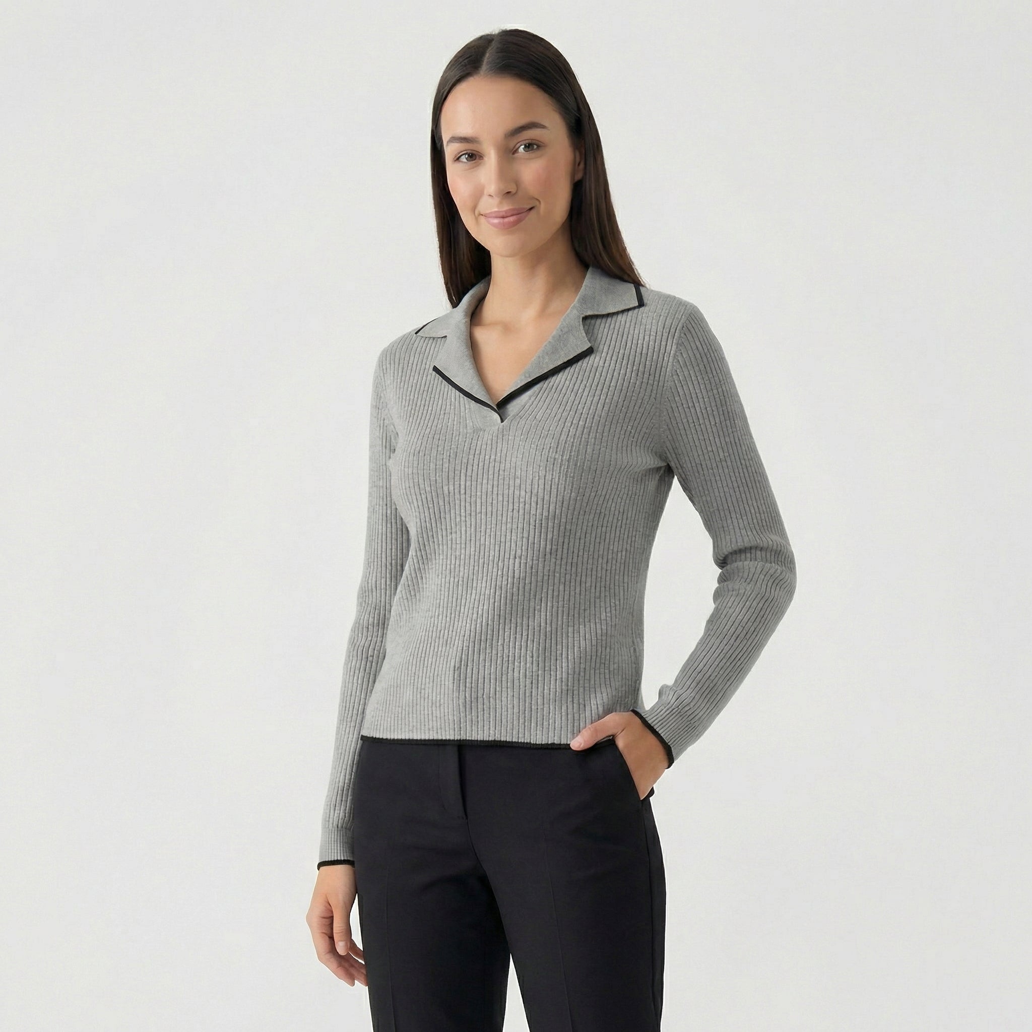 Rivaclo | Femme Pull à Col V à Manches Longues | Style Décontracté