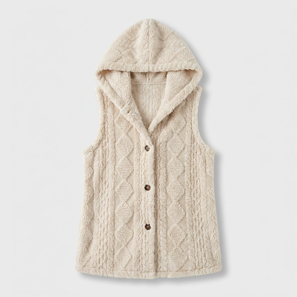 Rivaclo | Femme Gilet Cardigan en Maille Torsadée Sans Manches | Devant Ouvert