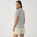 Rivaclo | Femme T-Shirt Rayé à Manches Courtes à Col Rond | Style Décontracté