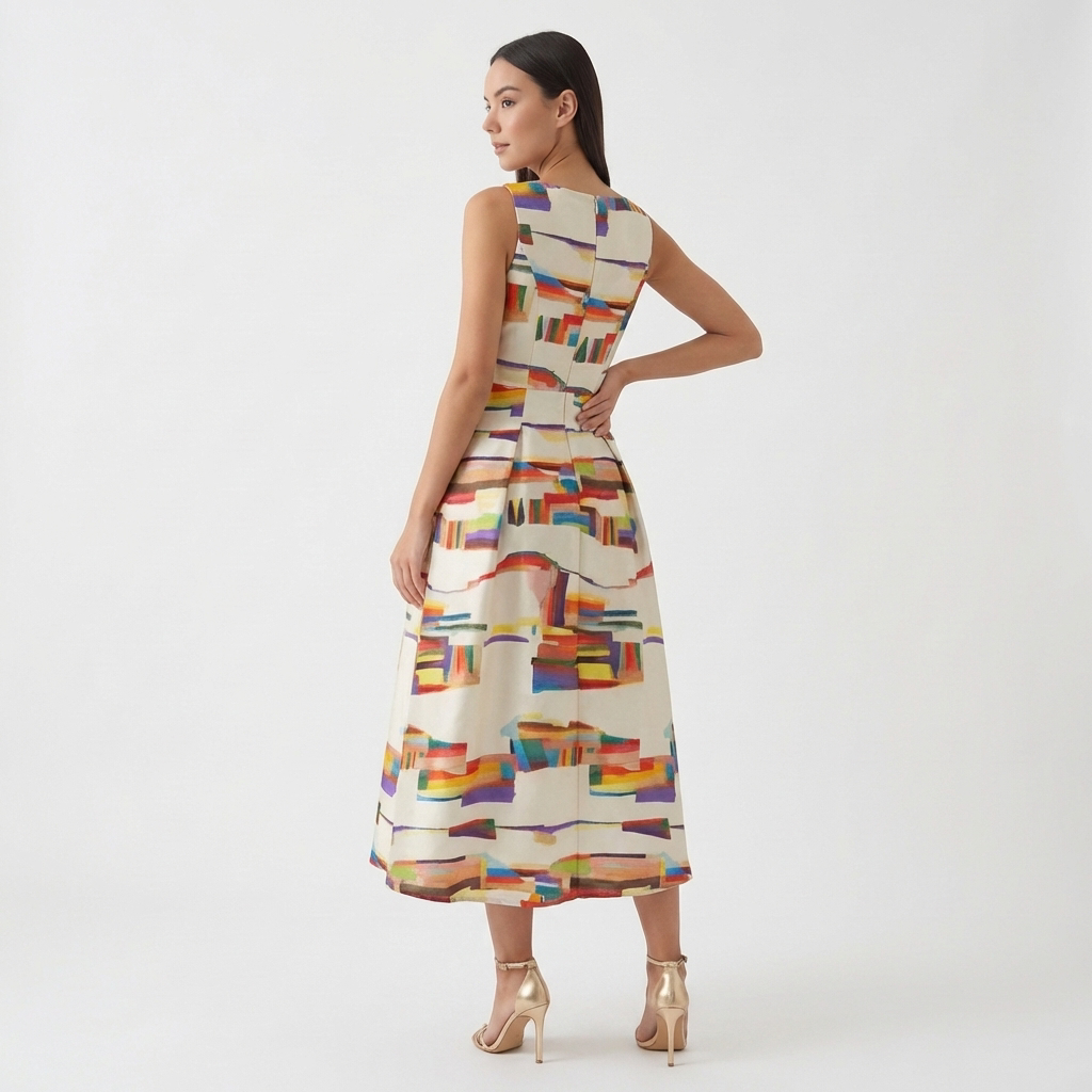 Rivaclo | Women's Sleeveless Maxi Dress – Abstract Printed Design
