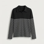 Rivaclo | Femme Polo à Panneaux Rayés à Manches Longues | À Col