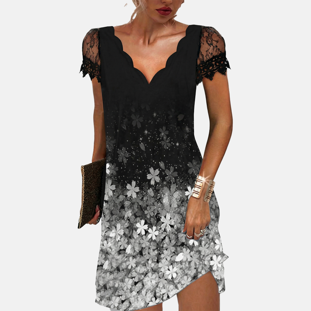 Rivaclo | Women's printed mini dress – V-neck short sleeves