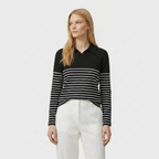 Rivaclo | Femme Polo à Panneaux Rayés à Manches Longues | À Col