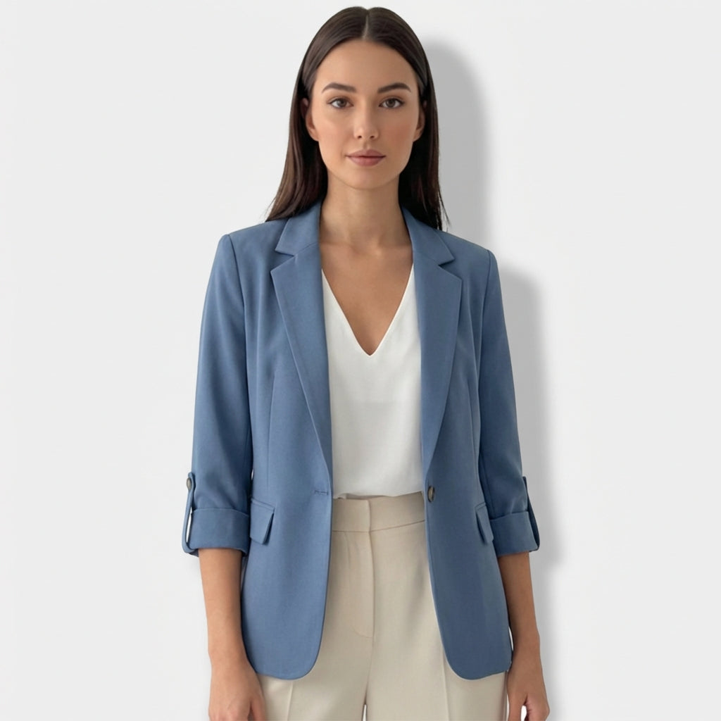 Rivaclo | Femme Blazer à Manches Longues Ouvert sur le Devant | Style Décontracté