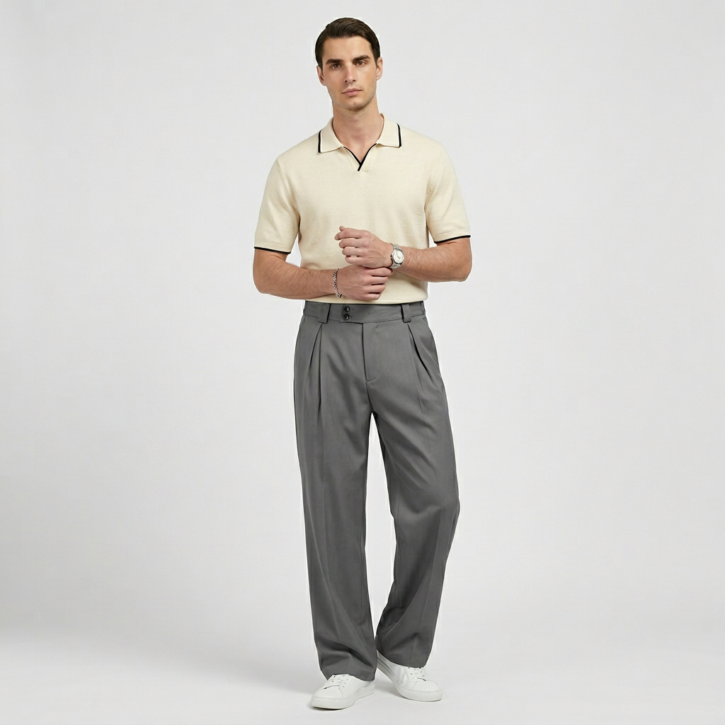 Rivaclo | Pantalon ample à double pli pour homme