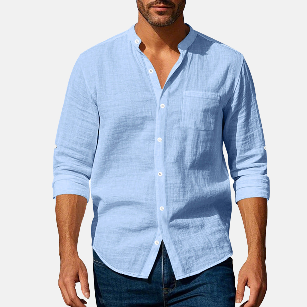 Rivaclo | Men's fitted shirt – mandarin collar long sleeves