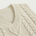 Rivaclo | Femme Gilet en Maille Torsadée Sans Manches | Style Col V