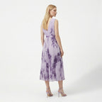 Rivaclo | Femme Robe Midi Florale Plissée – Design Sans Manches à Col V
