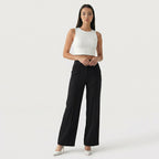 Rivaclo | Femme Pantalon Large Taille Haute | Coupe Ajustée