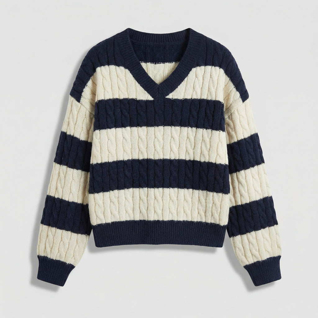 Rivaclo | Femme Pull en Maille à Col V à Manches Longues | Style Décontracté