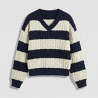 Rivaclo | Femme Pull en Maille à Col V à Manches Longues | Style Décontracté