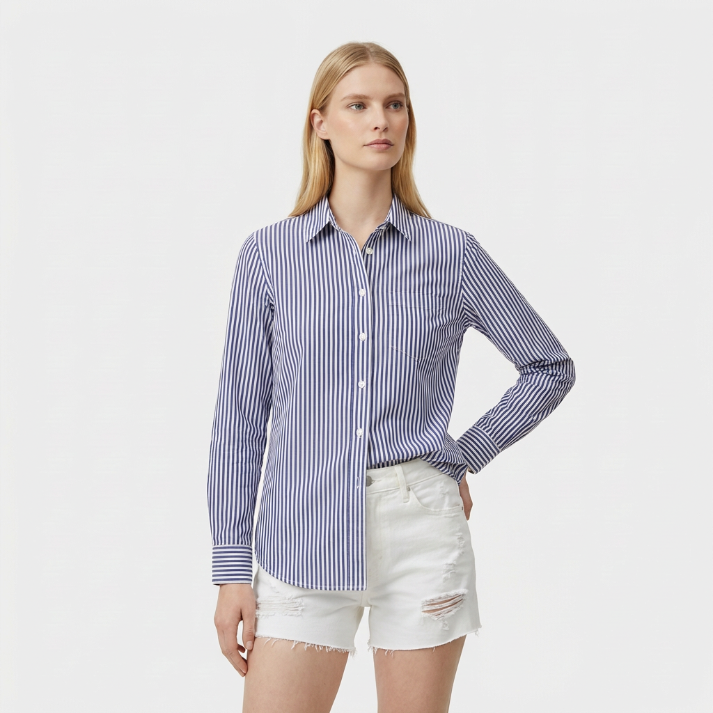 Rivaclo | Femme Chemise Rayée Boutonnée à Manches Longues | Style Décontracté