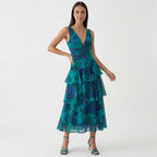 Rivaclo | Femme Robe Maxi Florale à Décolleté V Profond – Silhouette Sans Manches