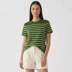 Rivaclo | Femme T-Shirt Rayé à Manches Courtes à Col Rond | Style Décontracté