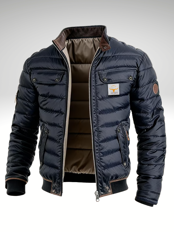 Doudoune homme urbaine matelassée coupe nette — Bleu marine