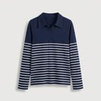 Rivaclo | Femme Polo à Panneaux Rayés à Manches Longues | À Col