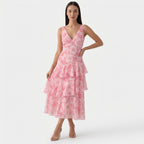 Rivaclo | Femme Robe Maxi Florale à Décolleté V Profond – Silhouette Sans Manches