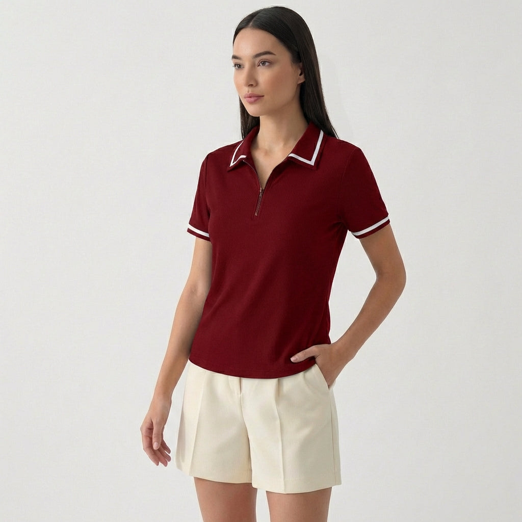 Rivaclo | Femme Polo à Manches Courtes à Col | Coupe Classique