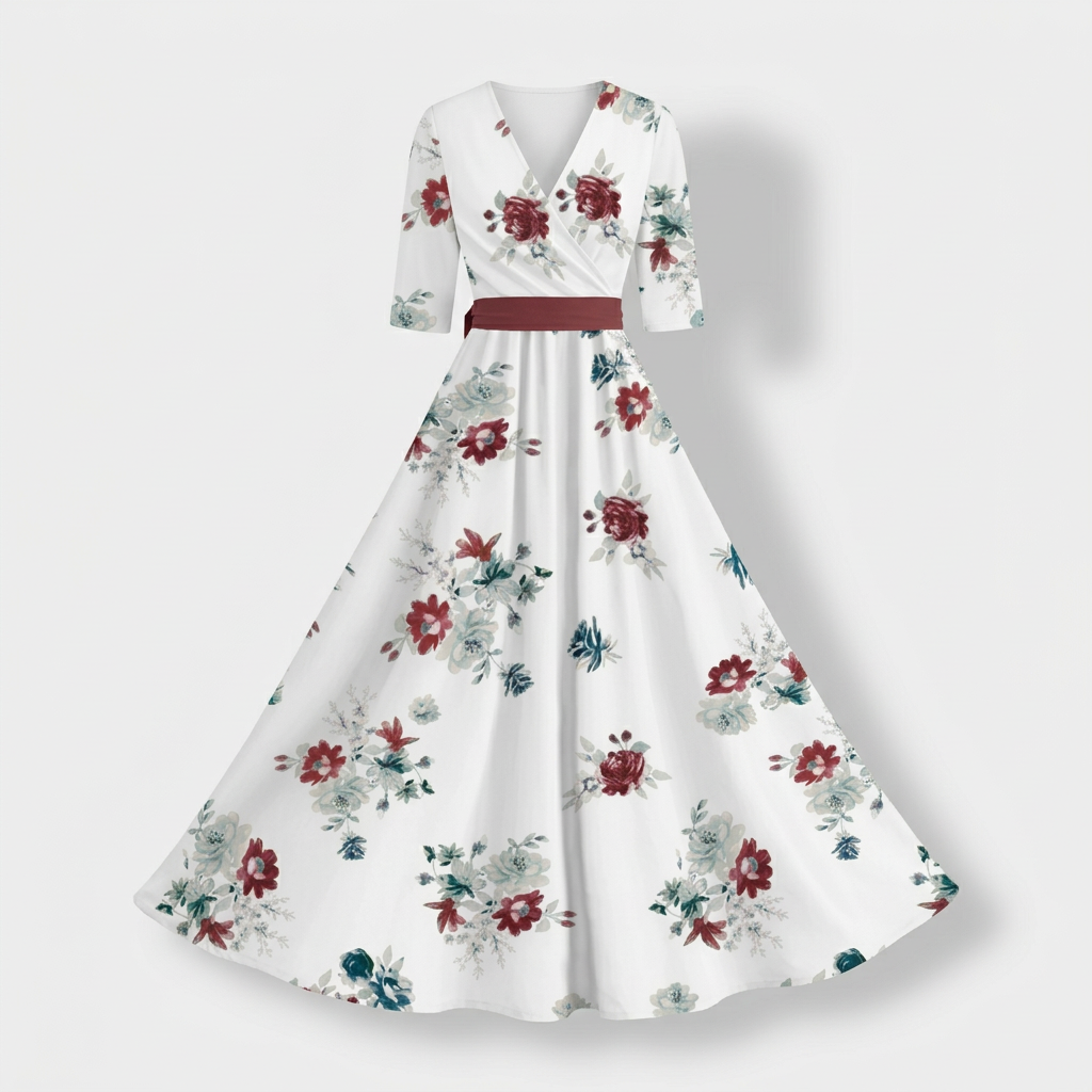 Rivaclo | Femme Robe Maxi à Col V – Imprimée