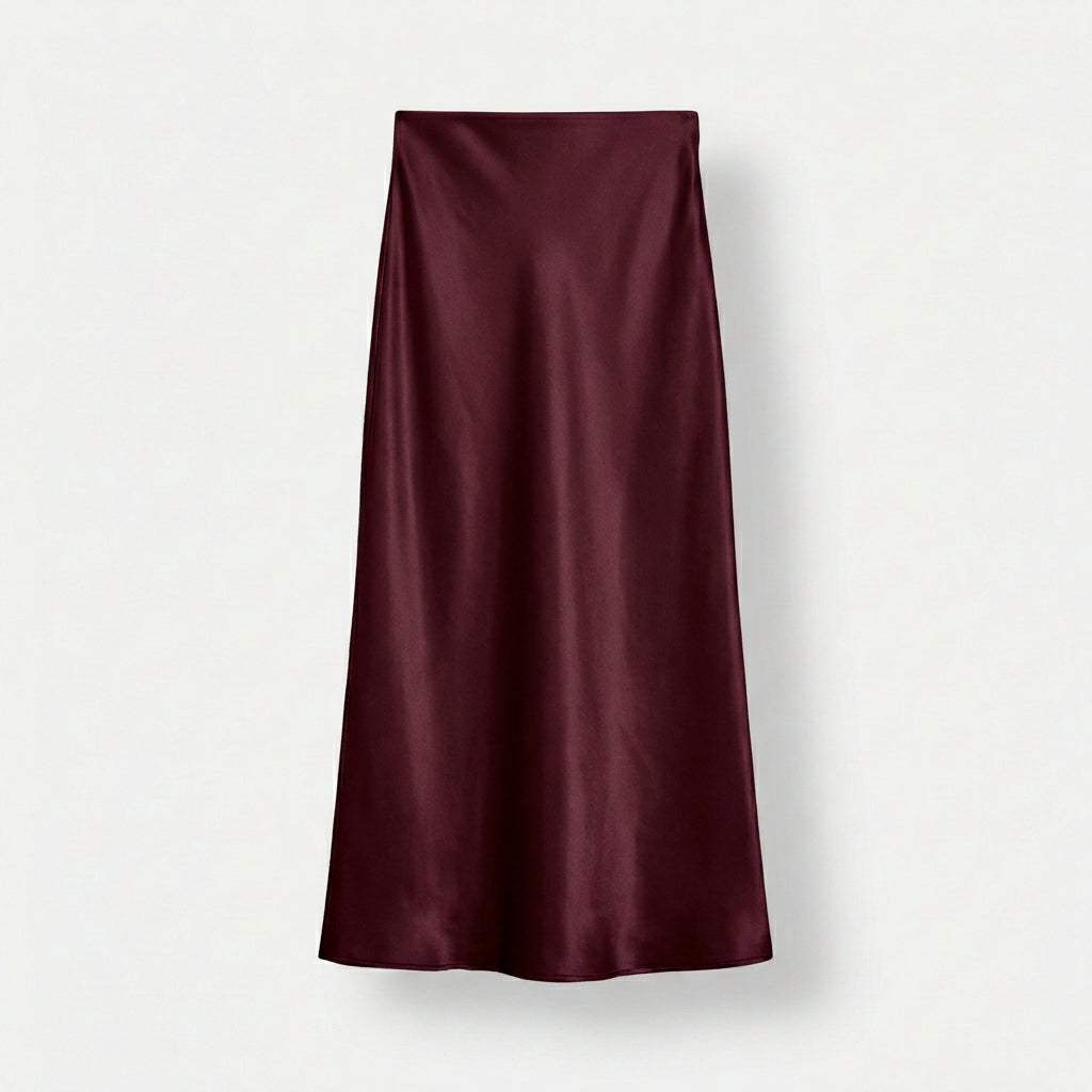 Rivaclo | Jupe midi en satin à taille haute pour femme