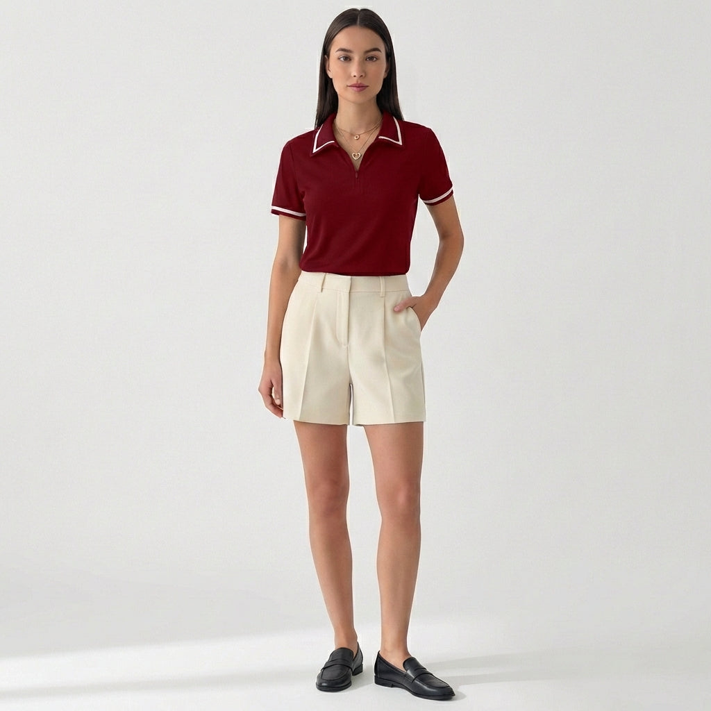 Rivaclo | Femme Polo à Manches Courtes à Col | Coupe Classique