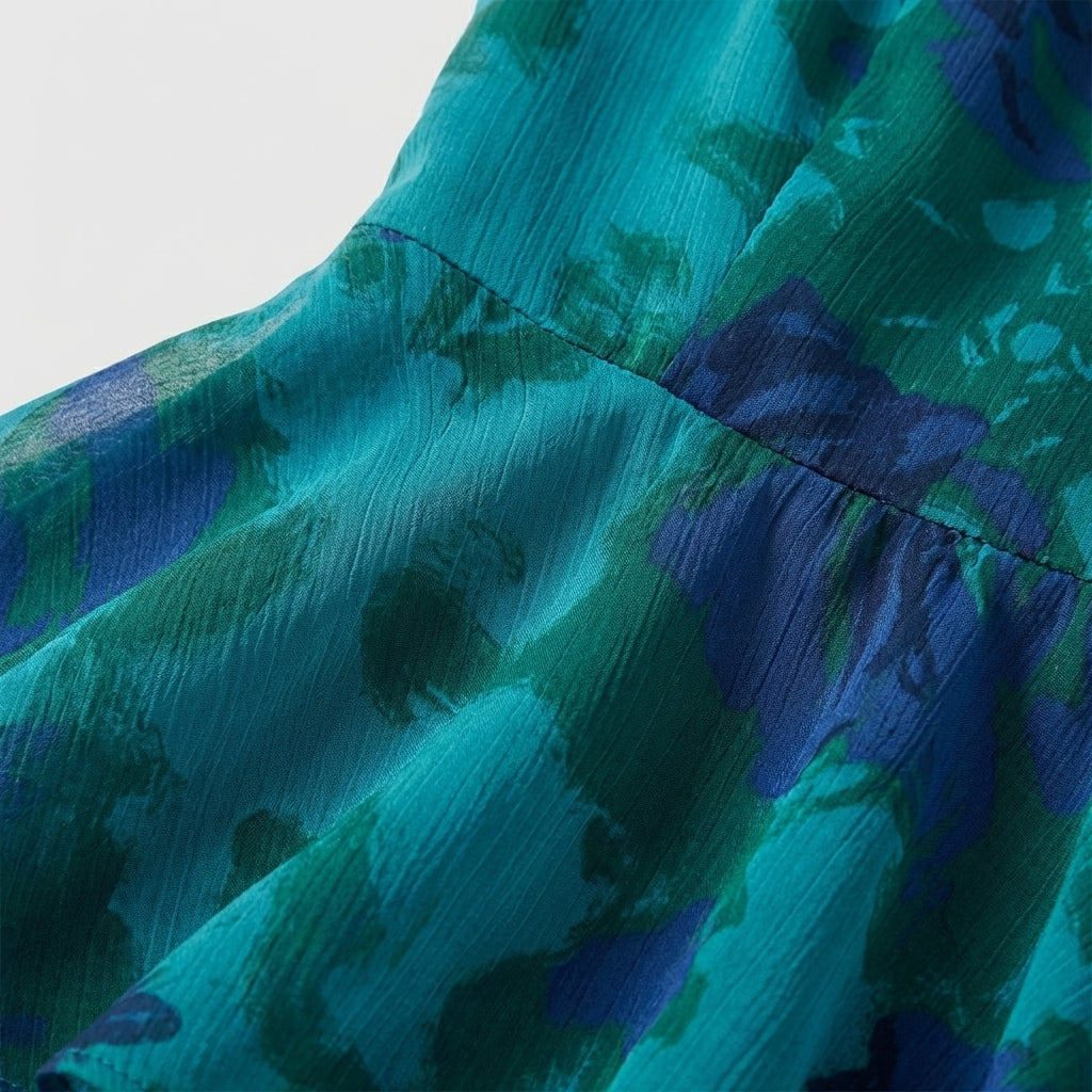 Rivaclo | Femme Robe Maxi Florale à Décolleté V Profond – Silhouette Sans Manches