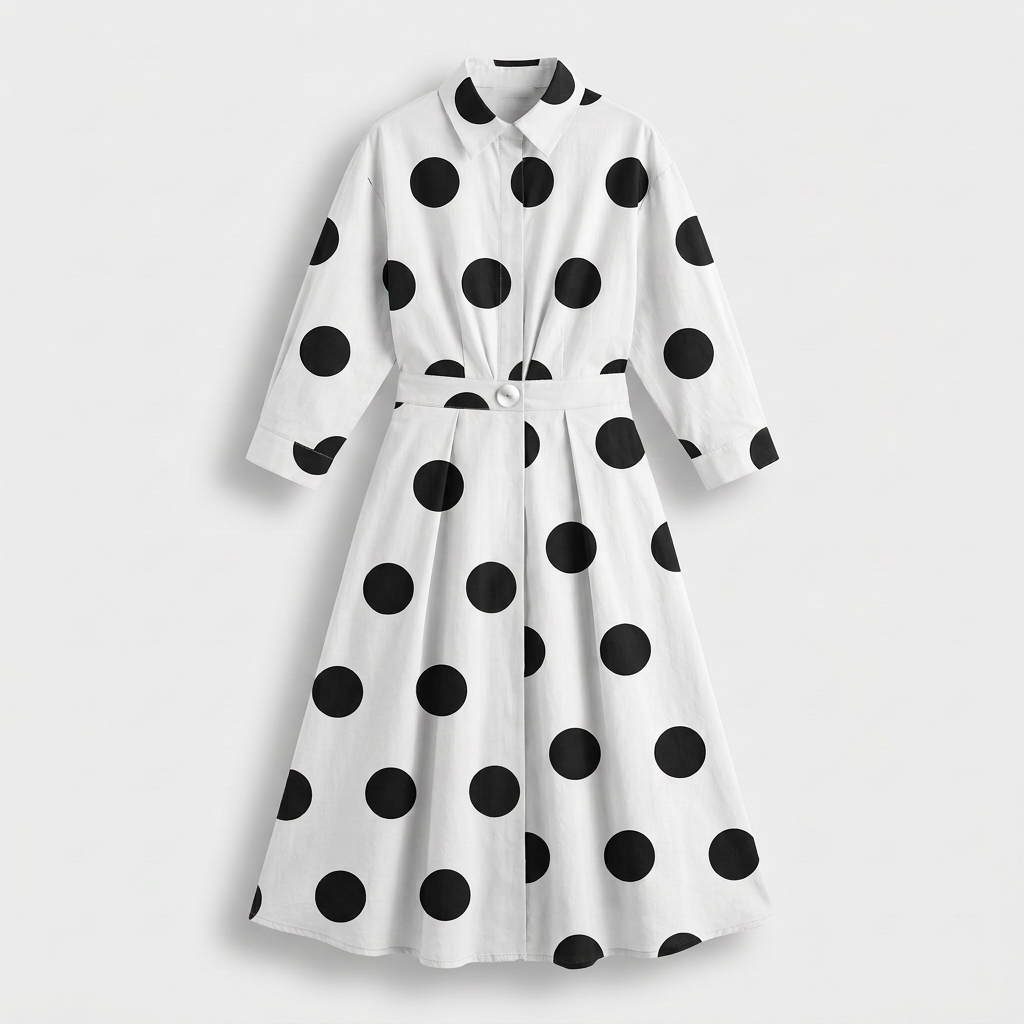 Rivaclo | Femme Robe Maxi à Col V – Motif à Pois