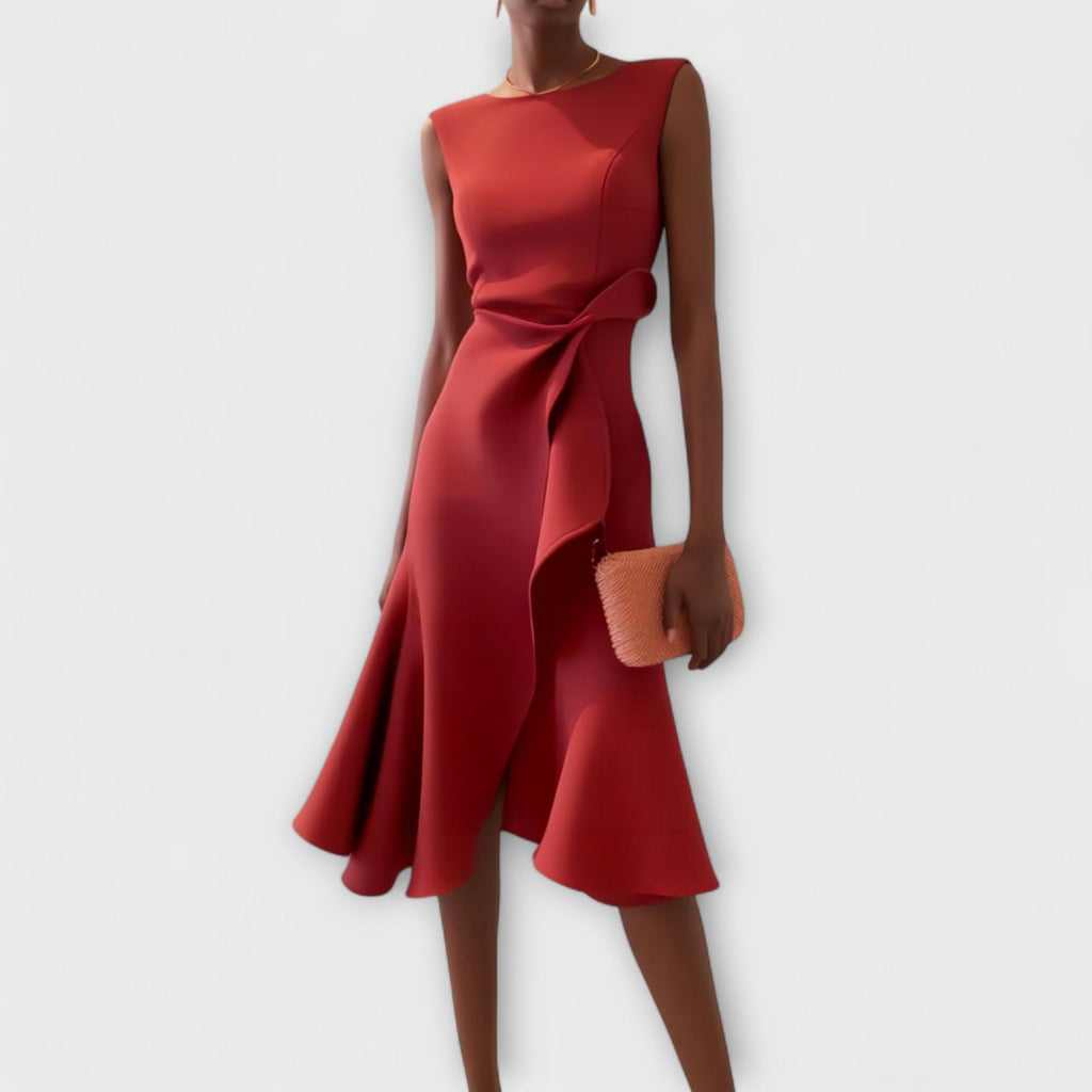 Juliette | Robe Midi Drapée Asymétrique