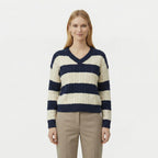 Rivaclo | Femme Pull en Maille à Col V à Manches Longues | Style Décontracté